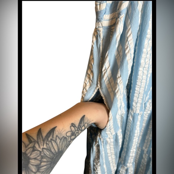 Anthropologie Seafolly Cabana Stripe Tier Maxi Dress Blue White Size XL - Picture 4 of 6